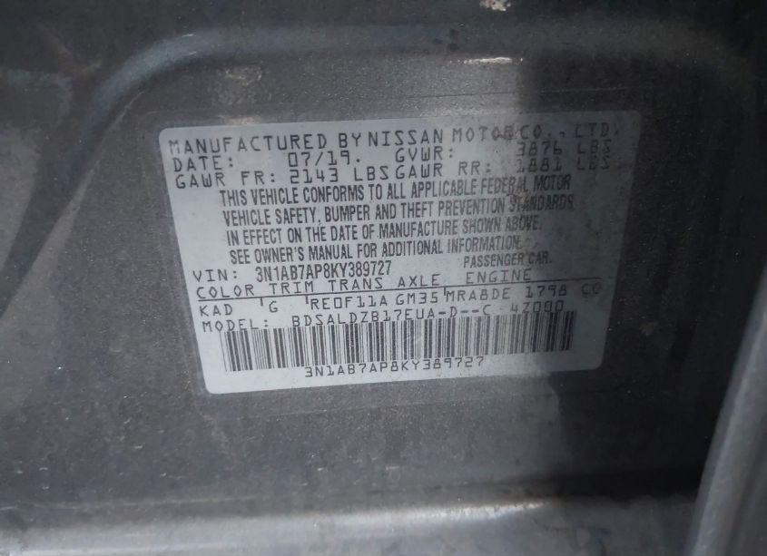 Photo 9 of 2019 Nissan Sentra SV (VIN 3N1AB7AP8KY389727)