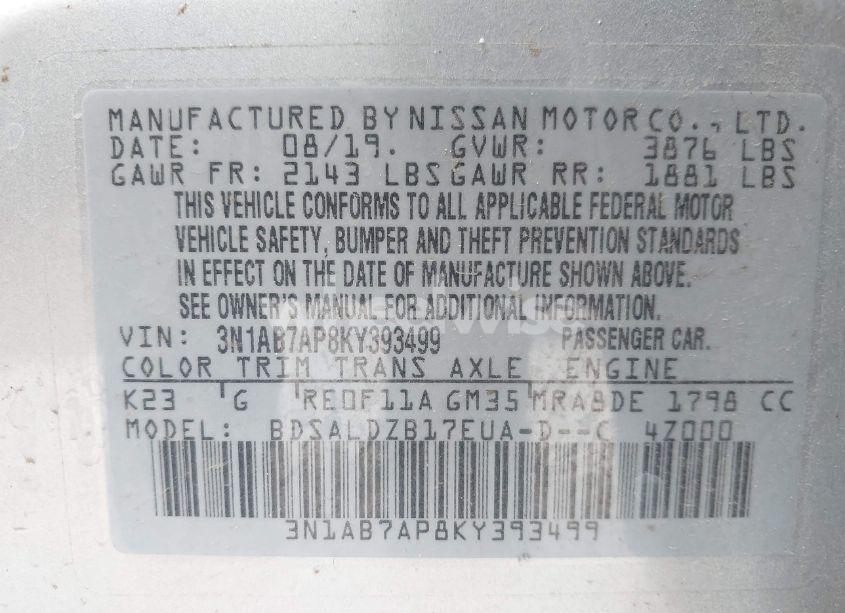 Photo 9 of 2019 Nissan Sentra SV (VIN 3N1AB7AP8KY393499)