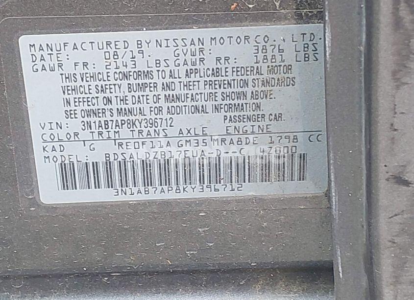 Photo 9 of 2019 Nissan Sentra SV (VIN 3N1AB7AP8KY396712)