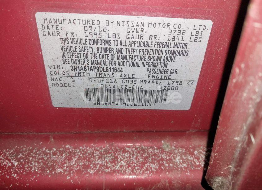 Photo 9 of 2013 Nissan Sentra S (VIN 3N1AB7AP9DL611644)