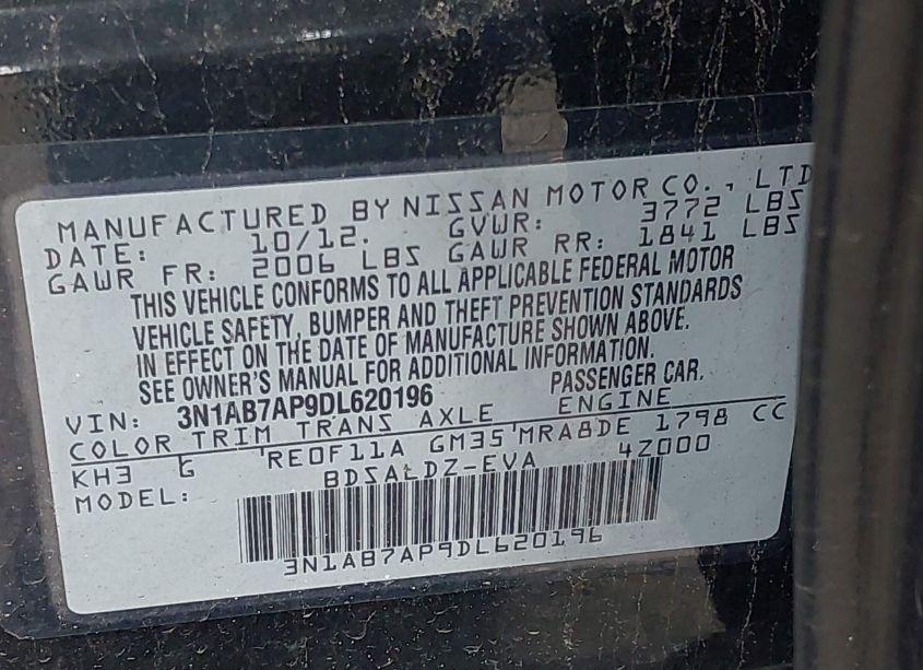 Photo 9 of 2013 Nissan Sentra SV (VIN 3N1AB7AP9DL620196)