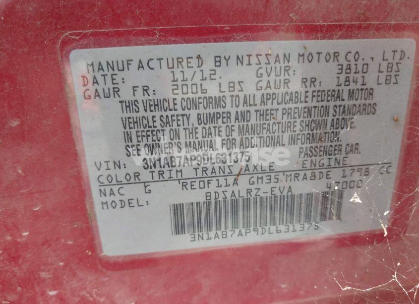 Photo 9 of 2013 Nissan Sentra SR (VIN 3N1AB7AP9DL631375)
