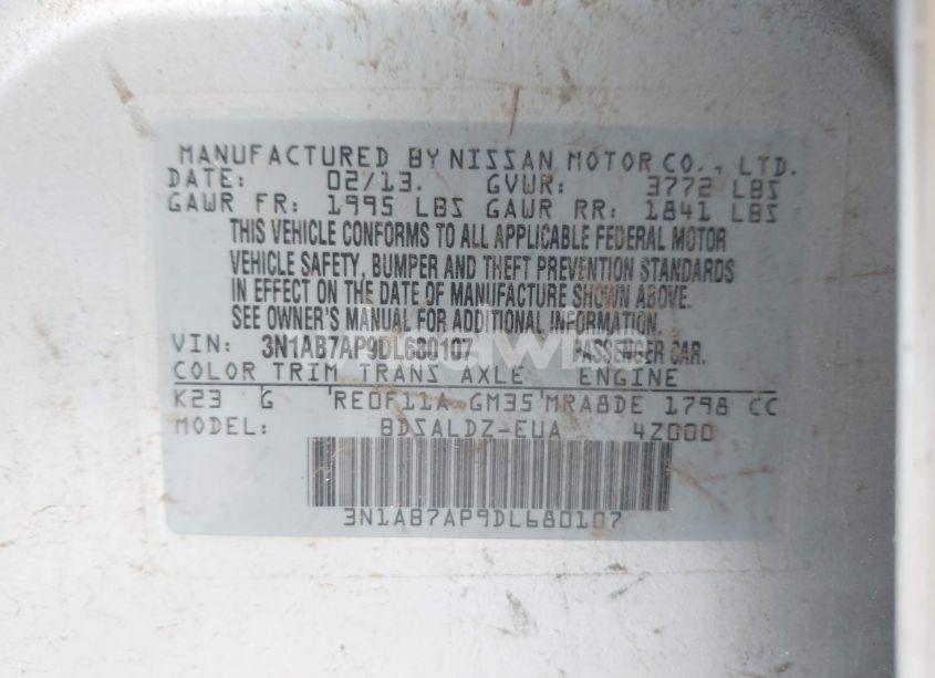 Photo 9 of 2013 Nissan Sentra SV (VIN 3N1AB7AP9DL680107)