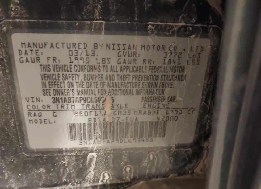 Photo 9 of 2013 Nissan Sentra SV (VIN 3N1AB7AP9DL693455)