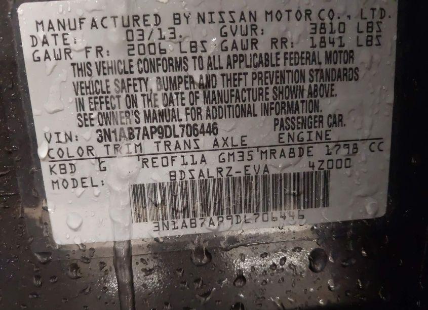 Photo 9 of 2013 Nissan Sentra SR (VIN 3N1AB7AP9DL706446)