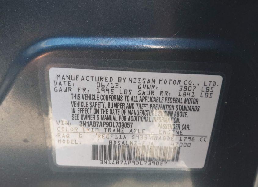 Photo 9 of 2013 Nissan Sentra FE+ SV (VIN 3N1AB7AP9DL739057)