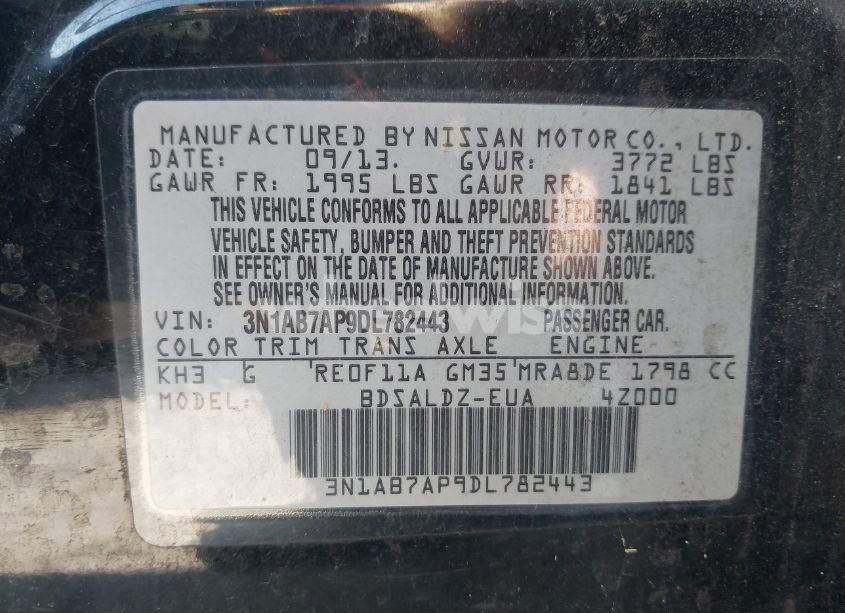 Photo 9 of 2013 Nissan Sentra SV (VIN 3N1AB7AP9DL782443)