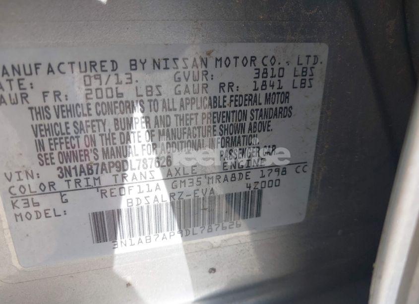 Photo 9 of 2013 Nissan Sentra SR (VIN 3N1AB7AP9DL787626)