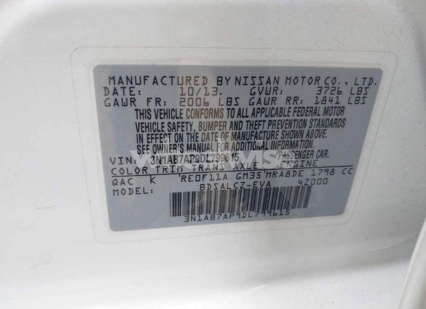 Photo 9 of 2013 Nissan Sentra S (VIN 3N1AB7AP9DL799615)