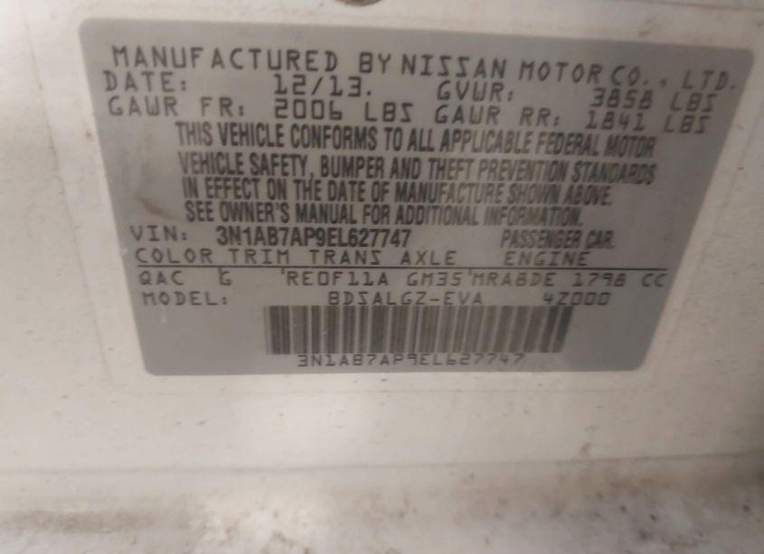 Photo 9 of 2014 Nissan Sentra SL (VIN 3N1AB7AP9EL627747)