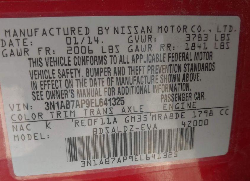 Photo 9 of 2014 Nissan Sentra SV (VIN 3N1AB7AP9EL641325)