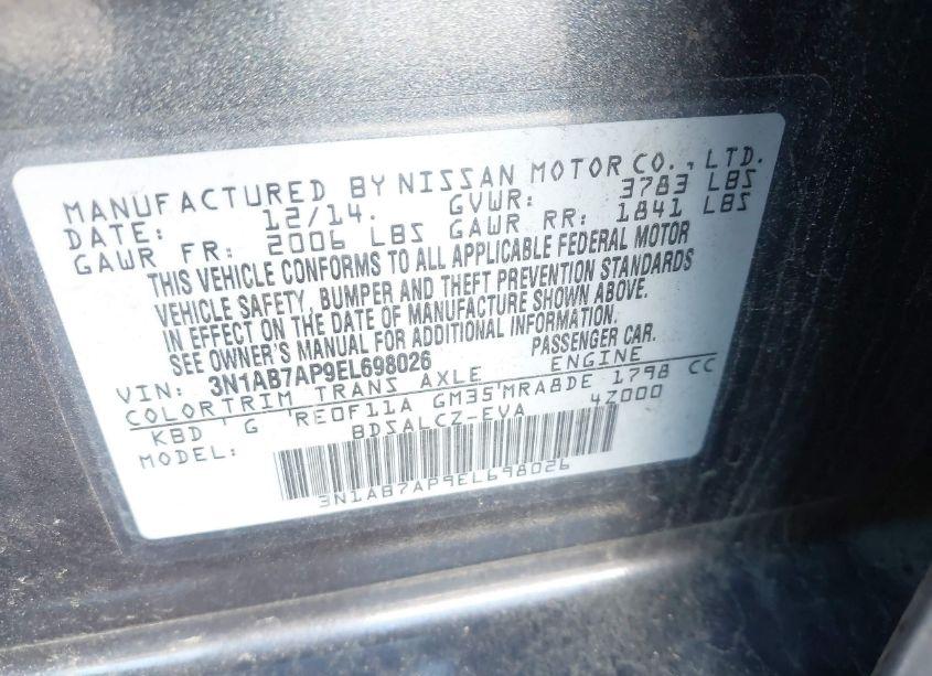 Photo 9 of 2014 Nissan Sentra S (VIN 3N1AB7AP9EL698026)