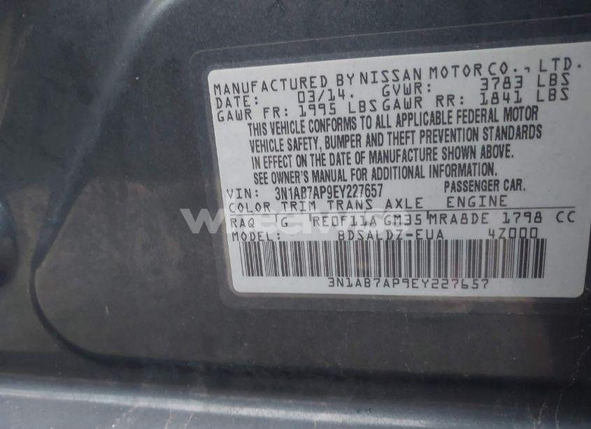Photo 9 of 2014 Nissan Sentra SV (VIN 3N1AB7AP9EY227657)