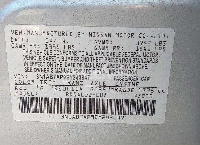 Photo 9 of 2014 Nissan Sentra SV (VIN 3N1AB7AP9EY243647)