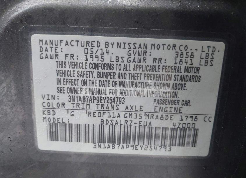 Photo 9 of 2014 Nissan Sentra SR (VIN 3N1AB7AP9EY254793)