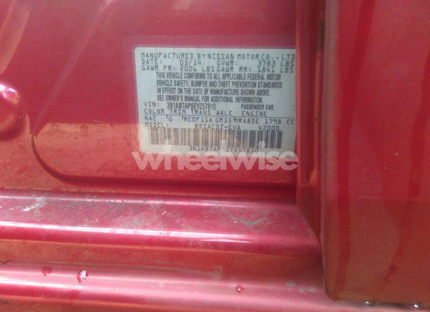 Photo 9 of 2014 Nissan Sentra FE+ S/FE+ SV/S/SL/SR/SV (VIN 3N1AB7AP9EY257810)