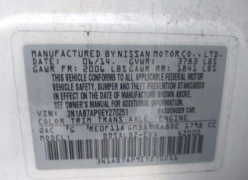 Photo 9 of 2014 Nissan Sentra SV (VIN 3N1AB7AP9EY270251)