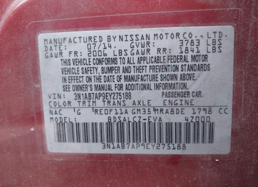 Photo 9 of 2014 Nissan Sentra S (VIN 3N1AB7AP9EY275188)