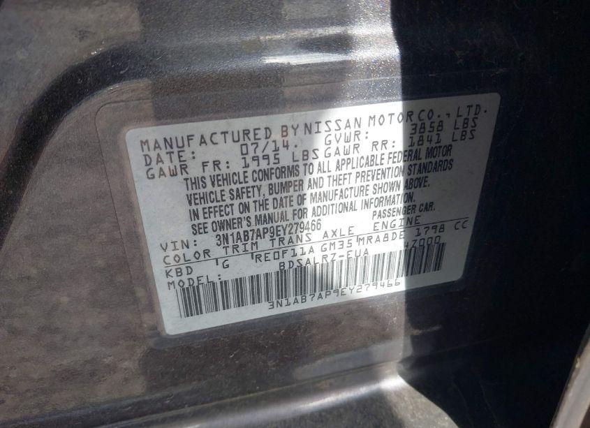 Photo 9 of 2014 Nissan Sentra SR (VIN 3N1AB7AP9EY279466)