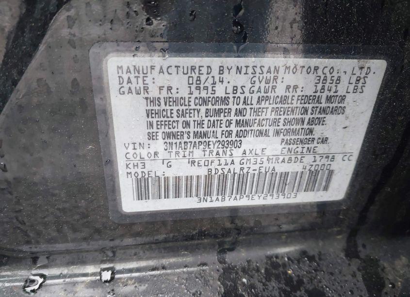 Photo 9 of 2014 Nissan Sentra SR (VIN 3N1AB7AP9EY293903)