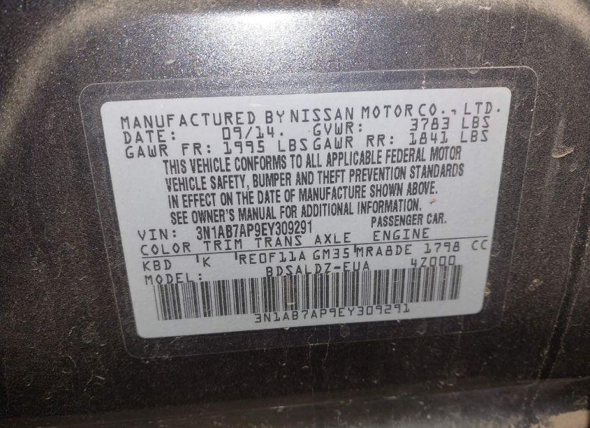 Photo 9 of 2014 Nissan Sentra SV (VIN 3N1AB7AP9EY309291)