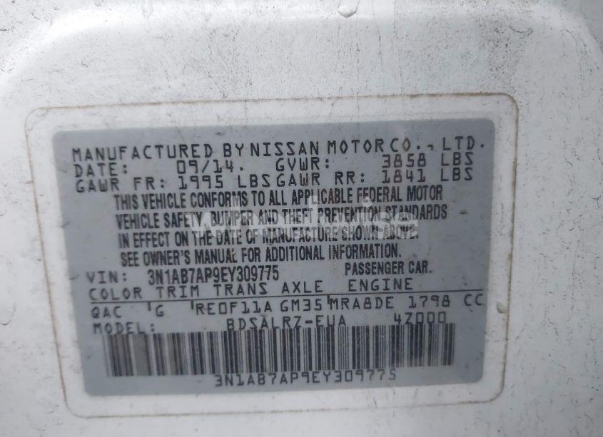 Photo 9 of 2014 Nissan Sentra SR (VIN 3N1AB7AP9EY309775)