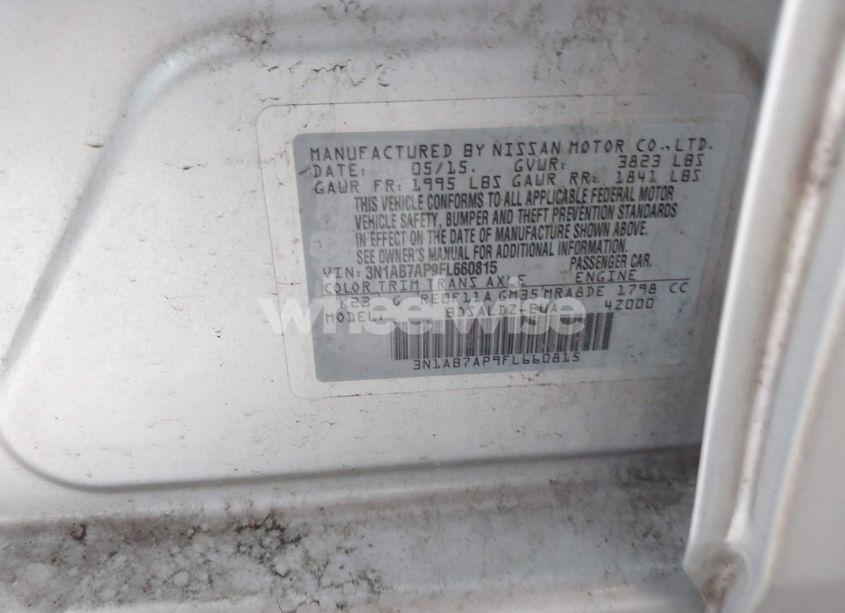 Photo 9 of 2015 Nissan Sentra FE+ S/S/SL/SR/SV (VIN 3N1AB7AP9FL660815)