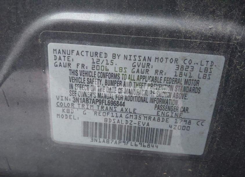 Photo 9 of 2015 Nissan Sentra SV (VIN 3N1AB7AP9FL696844)