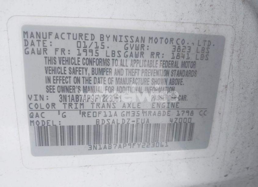 Photo 9 of 2015 Nissan Sentra SV (VIN 3N1AB7AP9FY223061)