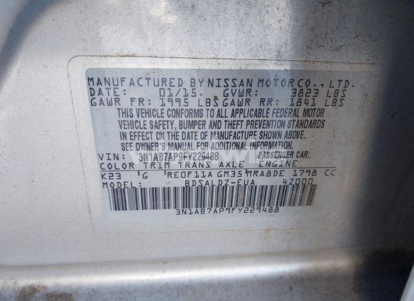 Photo 9 of 2015 Nissan Sentra SV (VIN 3N1AB7AP9FY229488)