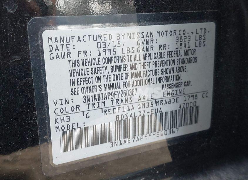 Photo 9 of 2015 Nissan Sentra SV (VIN 3N1AB7AP9FY260367)