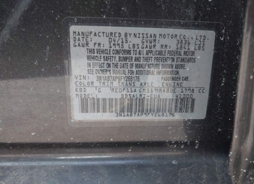 Photo 9 of 2015 Nissan Sentra SR (VIN 3N1AB7AP9FY268176)