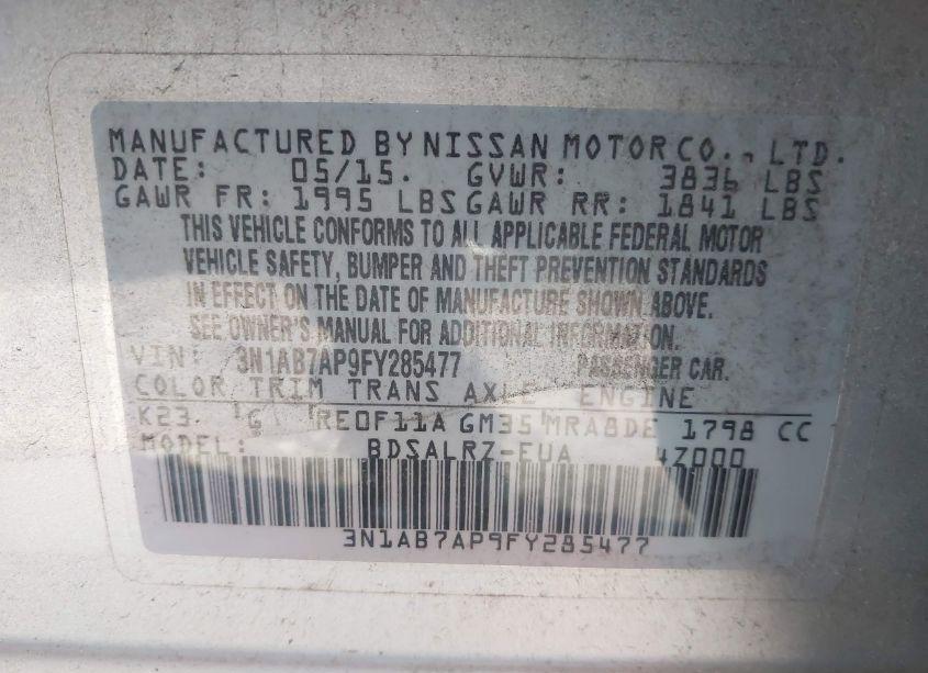 Photo 9 of 2015 Nissan Sentra SR (VIN 3N1AB7AP9FY285477)