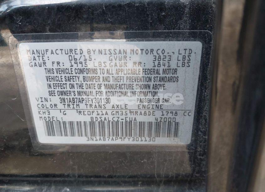 Photo 9 of 2015 Nissan Sentra S (VIN 3N1AB7AP9FY301130)