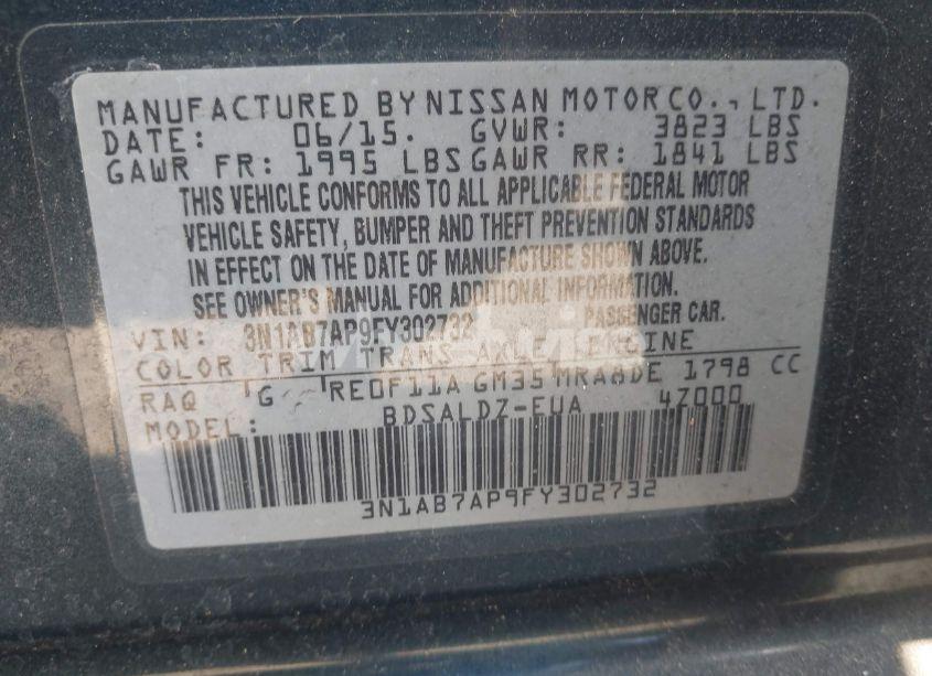 Photo 9 of 2015 Nissan Sentra SV (VIN 3N1AB7AP9FY302732)