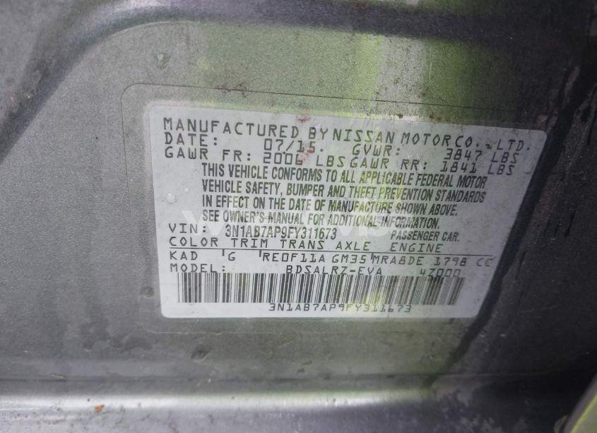 Photo 9 of 2015 Nissan Sentra SR (VIN 3N1AB7AP9FY311673)