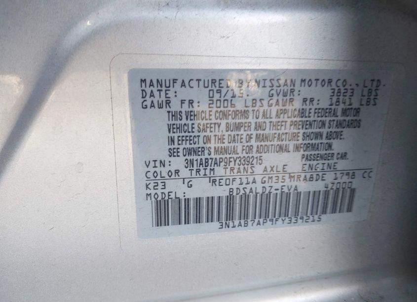 Photo 9 of 2015 Nissan Sentra SV (VIN 3N1AB7AP9FY339215)