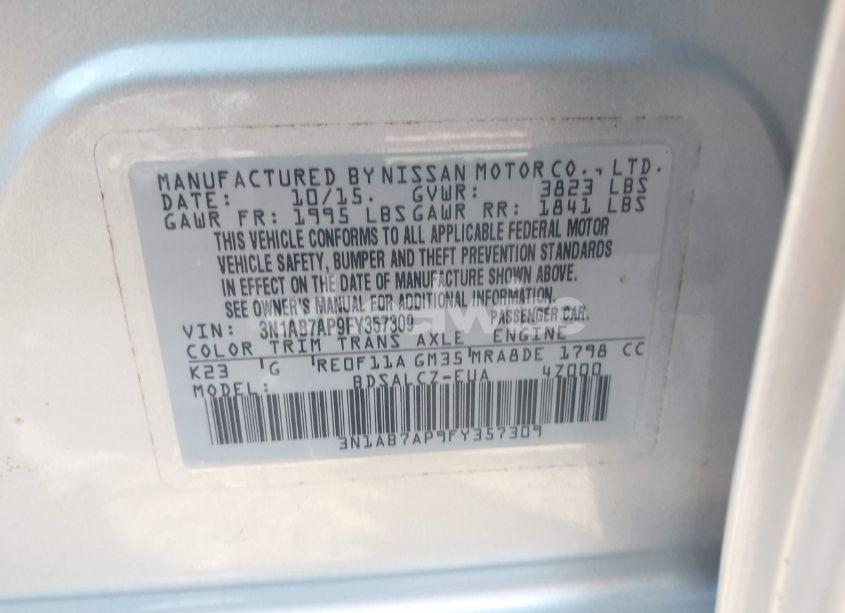 Photo 9 of 2015 Nissan Sentra S (VIN 3N1AB7AP9FY357309)