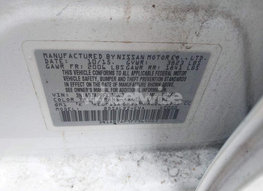Photo 9 of 2015 Nissan Sentra SV (VIN 3N1AB7AP9FY364003)