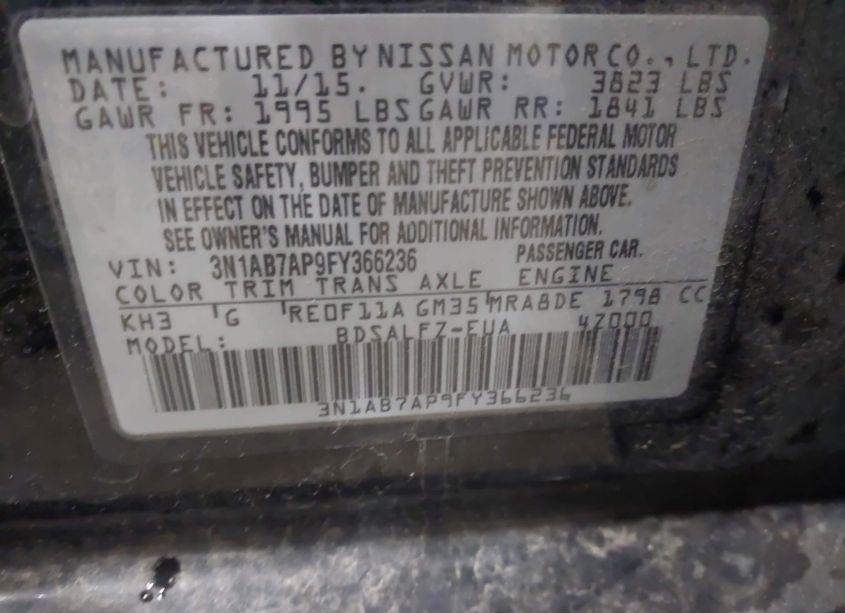 Photo 9 of 2015 Nissan Sentra FE+ S (VIN 3N1AB7AP9FY366236)