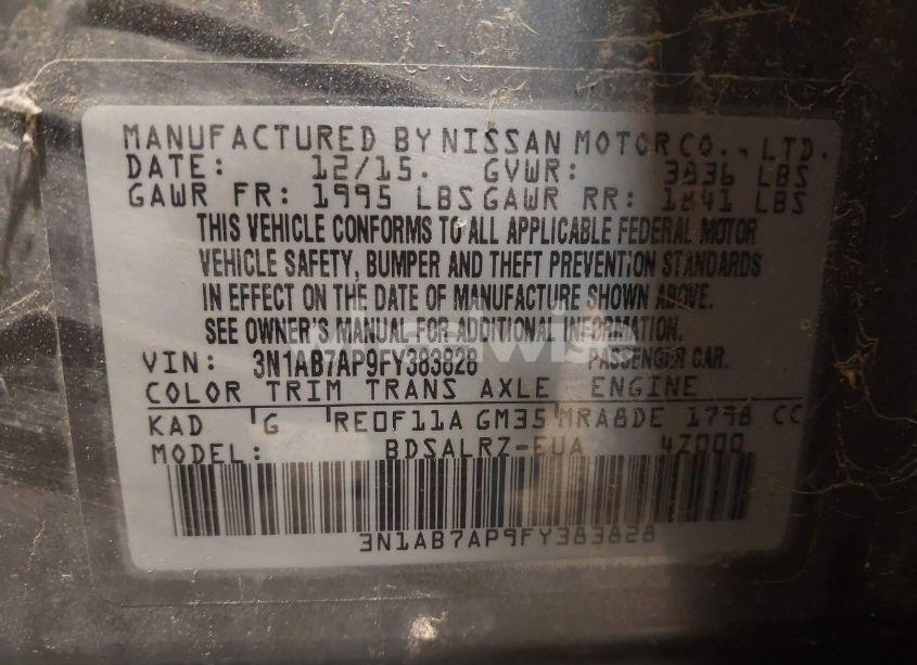 Photo 9 of 2015 Nissan Sentra SR (VIN 3N1AB7AP9FY383828)