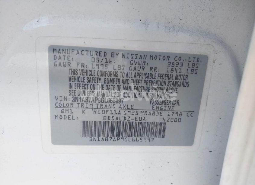 Photo 9 of 2016 Nissan Sentra SV (VIN 3N1AB7AP9GL665997)