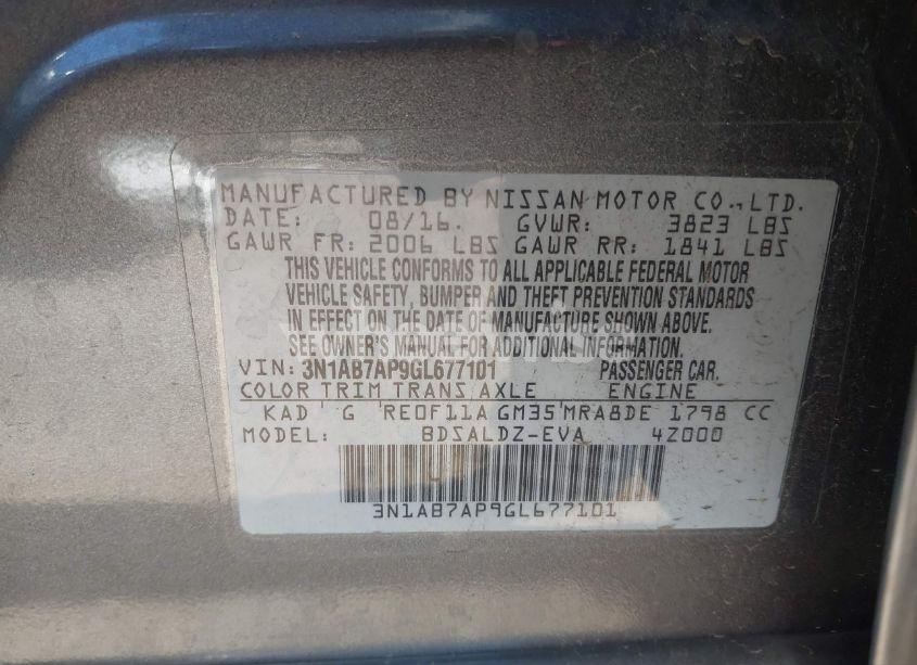 Photo 9 of 2016 Nissan Sentra SV (VIN 3N1AB7AP9GL677101)