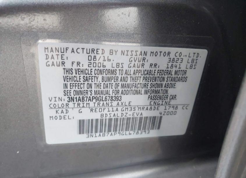 Photo 9 of 2016 Nissan Sentra SV (VIN 3N1AB7AP9GL678393)