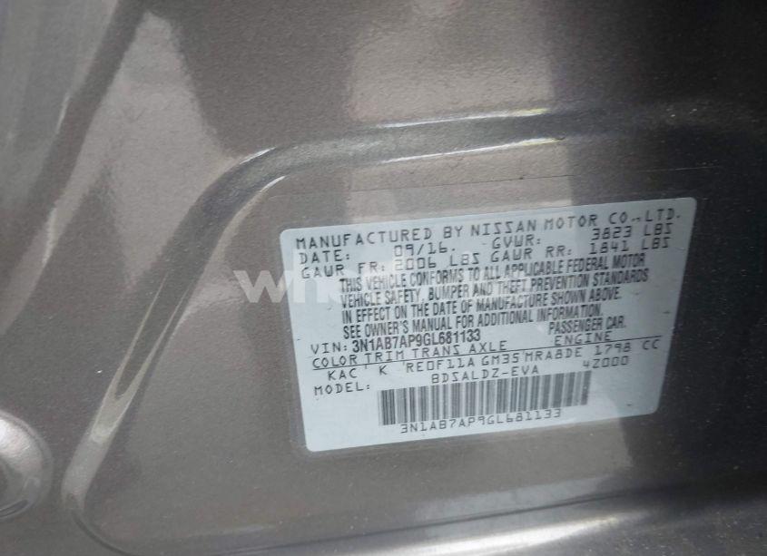 Photo 9 of 2016 Nissan Sentra SV (VIN 3N1AB7AP9GL681133)