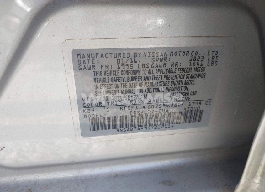 Photo 9 of 2016 Nissan Sentra FE+ S/S/SL/SR/SV (VIN 3N1AB7AP9GY220114)