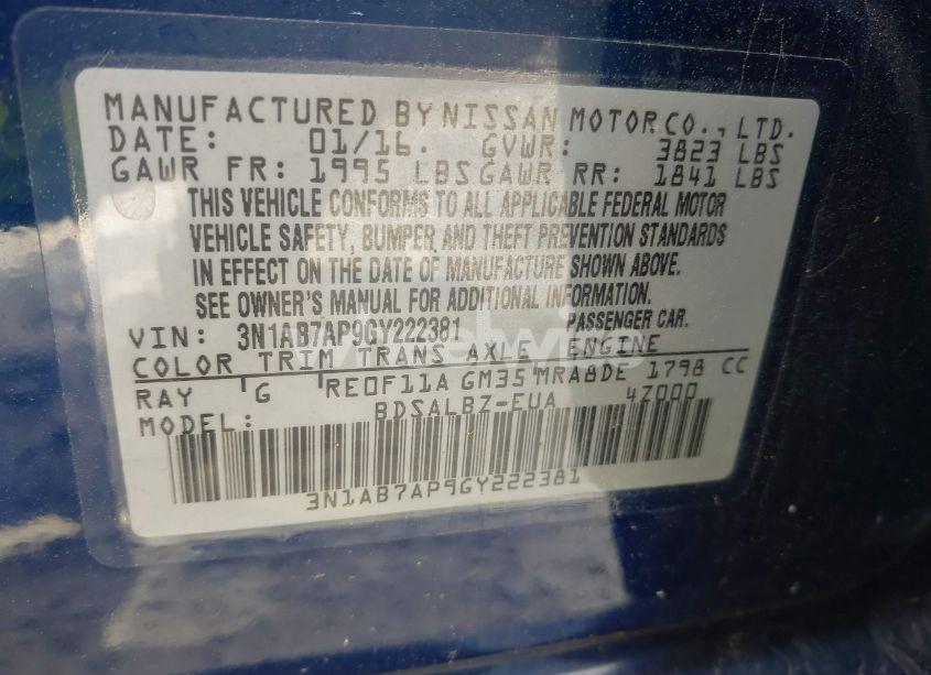 Photo 9 of 2016 Nissan Sentra S (VIN 3N1AB7AP9GY222381)