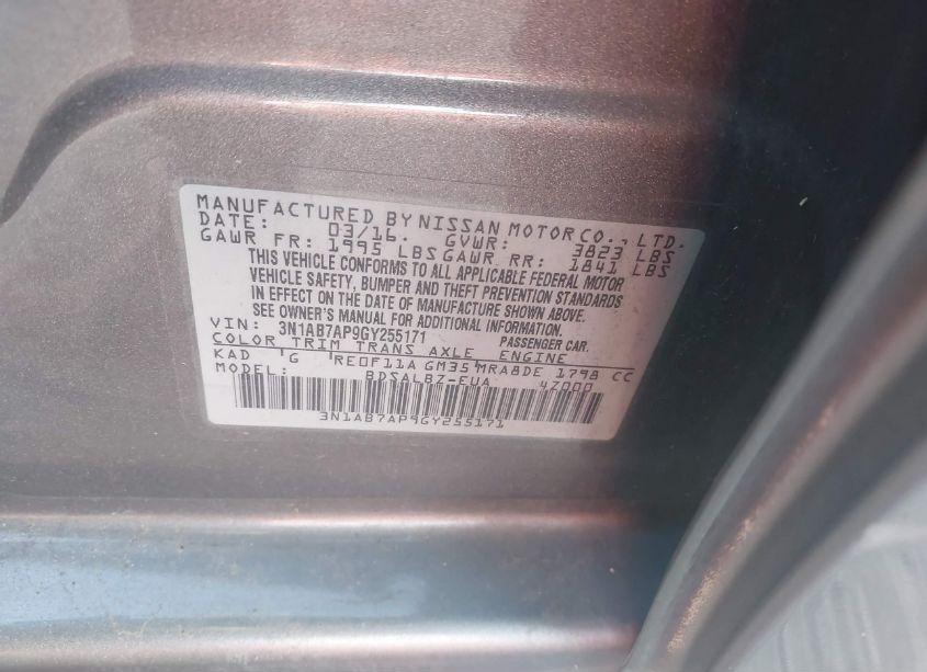 Photo 9 of 2016 Nissan Sentra FE+ S/S/SL/SR/SV (VIN 3N1AB7AP9GY255171)