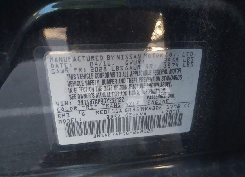 Photo 9 of 2016 Nissan Sentra SL (VIN 3N1AB7AP9GY262122)