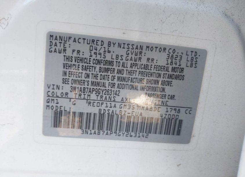 Photo 9 of 2016 Nissan Sentra N/A (VIN 3N1AB7AP9GY263142)